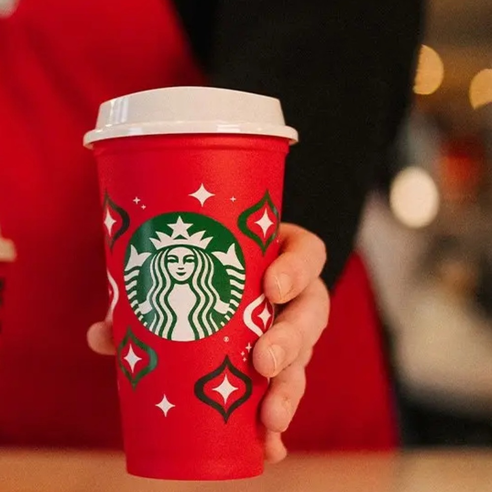Starbucks 2023 Red Limited Edition Red White Green Ornament Reusable Holiday Cup
